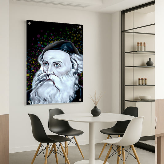 בעל התניא רקע שחור צבעוני – הדפסה על זכוכית