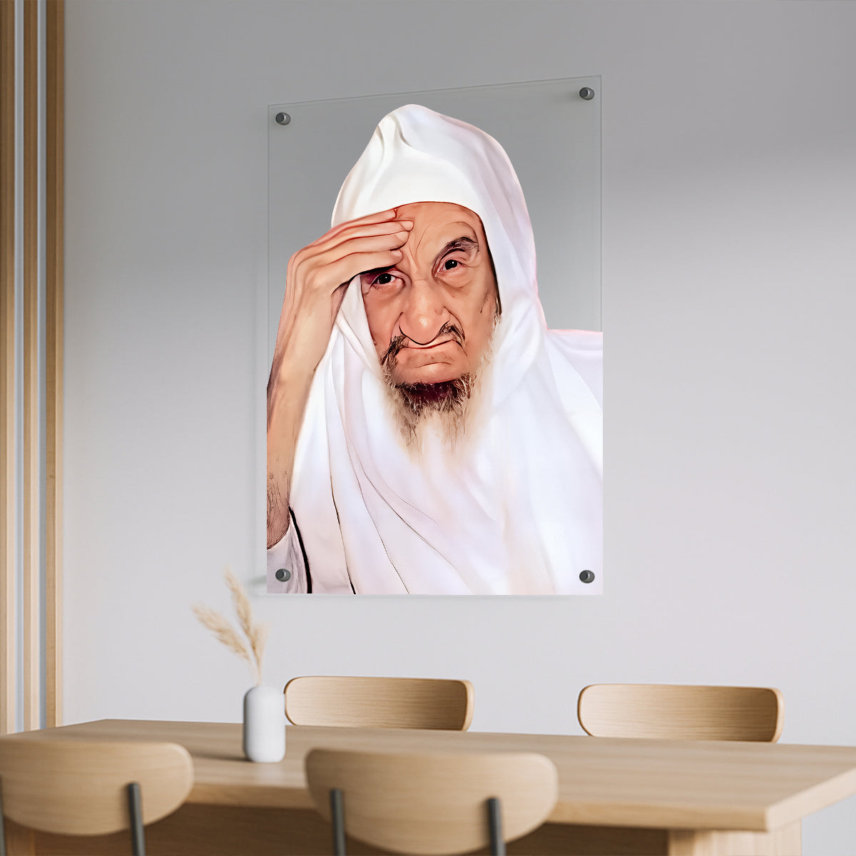 הבאבא סאלי בגלימה לבנה – תמונות זכוכית בעיצוב רוחני טהור