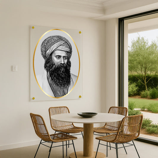 הבן איש חי בשחור וזהב במסגרת אליפסה – תמונות זכוכית יוקרתיות