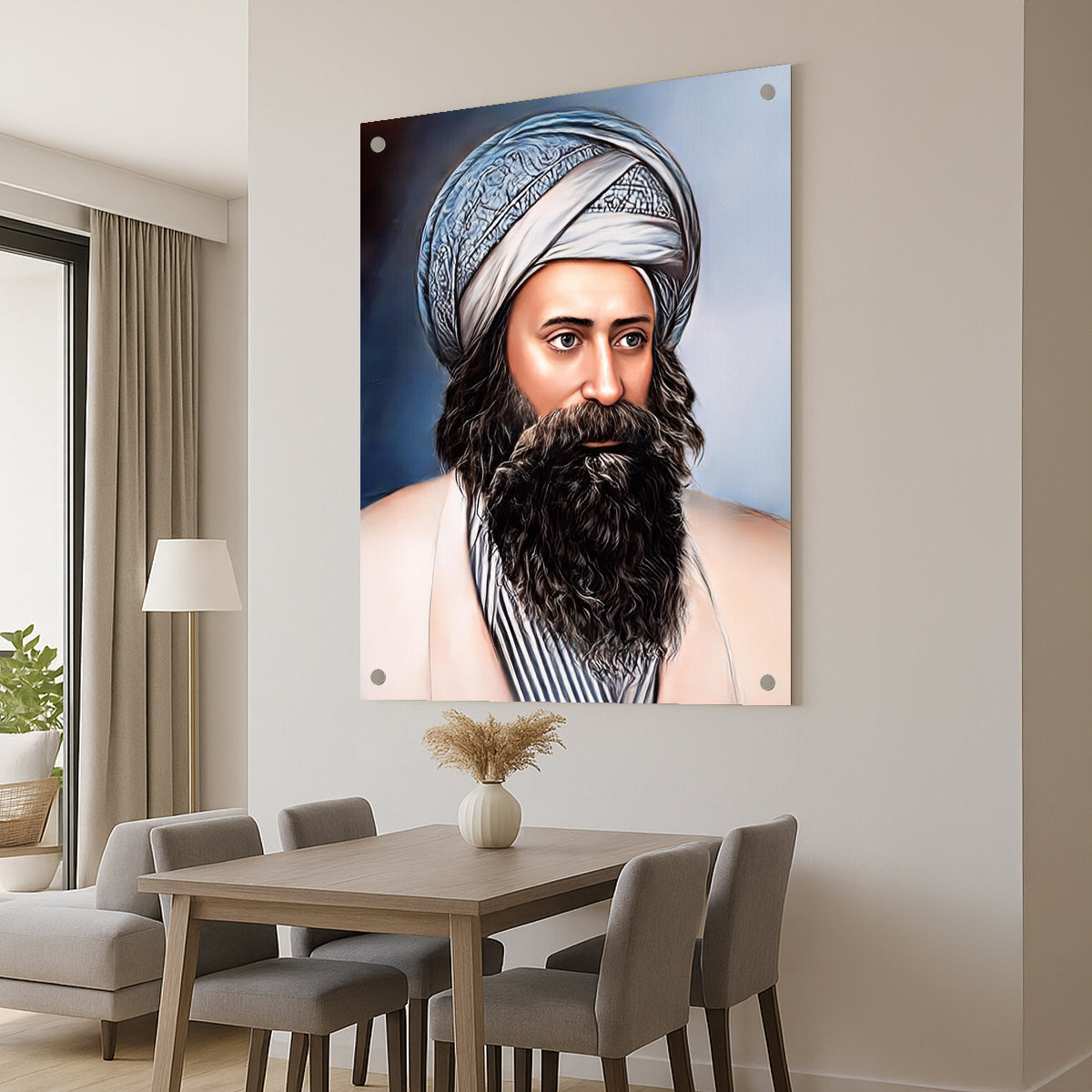 הבן איש חי בגווני כחול ולבן – תמונות זכוכית יוקרתיות