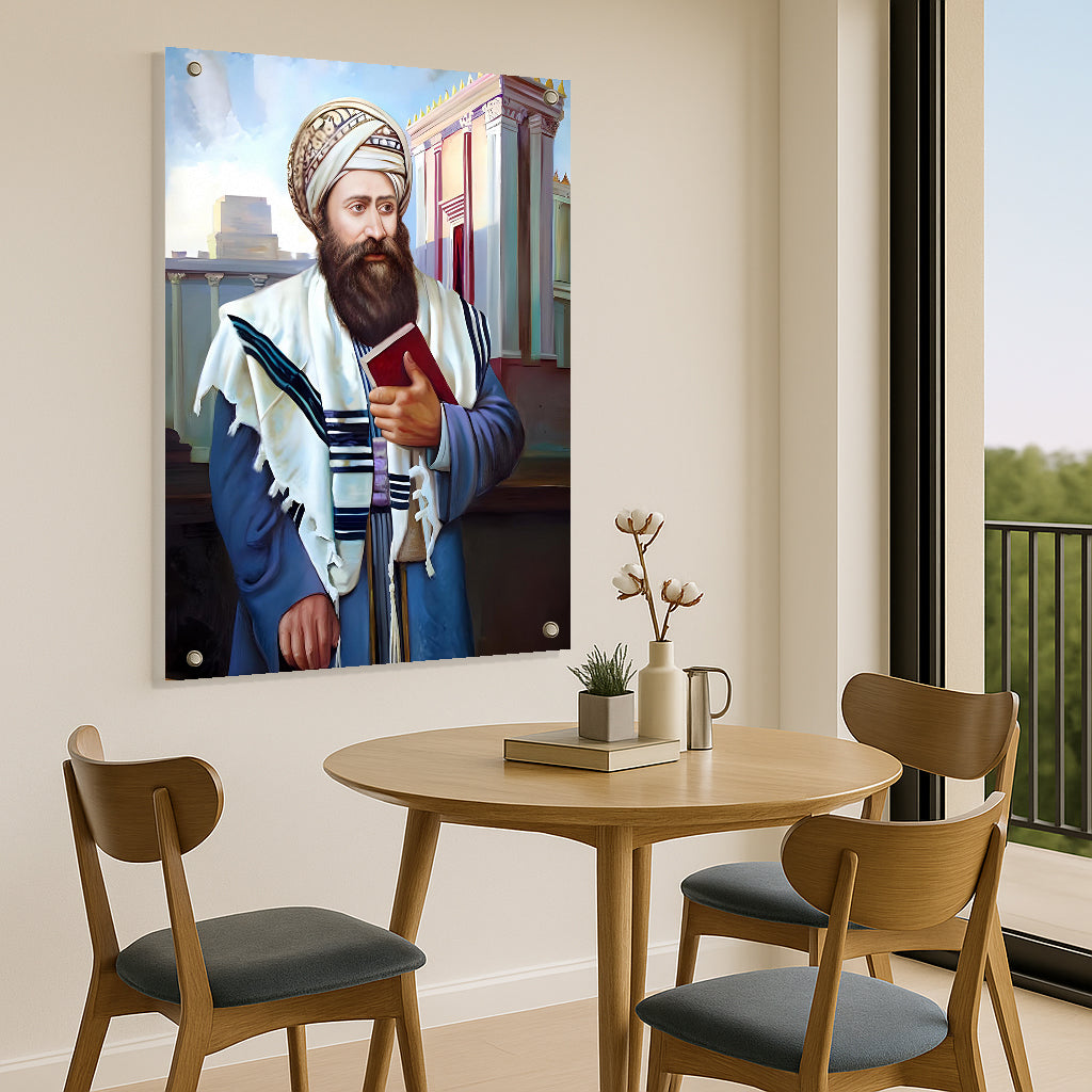 הבן איש חי ליד בית המקדש – תמונות זכוכית בגווני תכלת וזהב