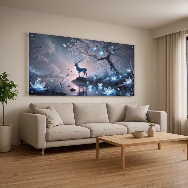 אייל כחול באור ירח – תמונות זכוכית