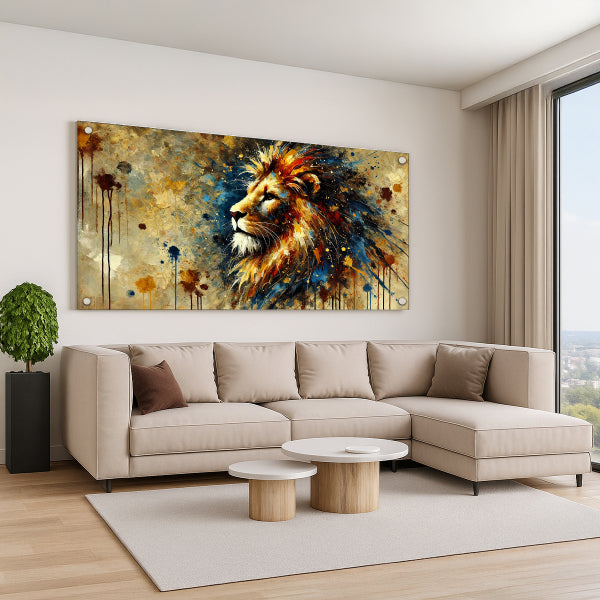 אריה צבעוני באמנות מודרנית – תמונות זכוכית