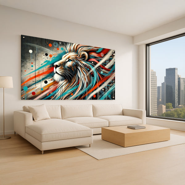 אריה צבעוני אומנותי – תמונות זכוכית