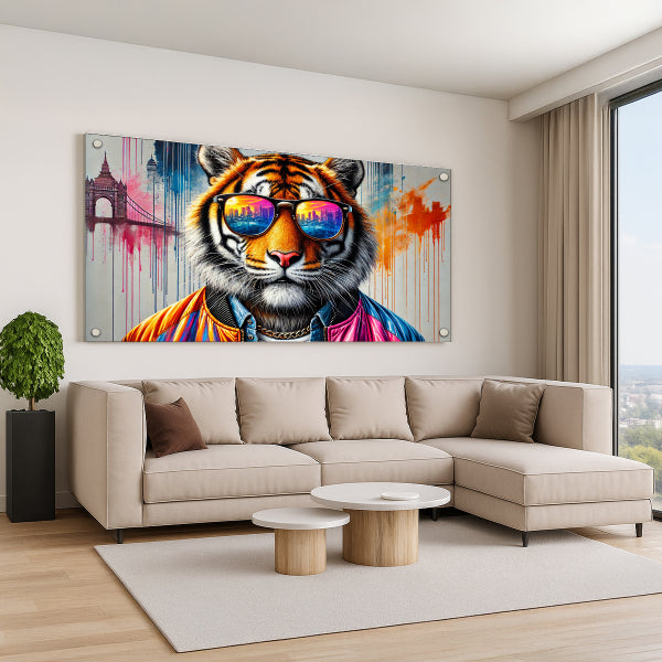 טיגריס צבעוני עם משקפיים – תמונות זכוכית