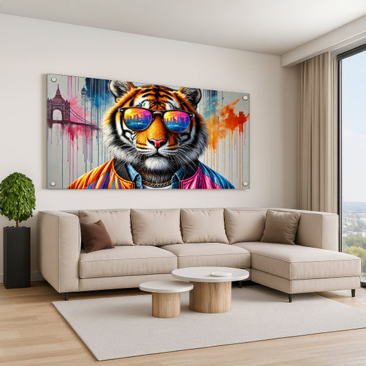 טיגריס צבעוני עם משקפיים – תמונות זכוכית