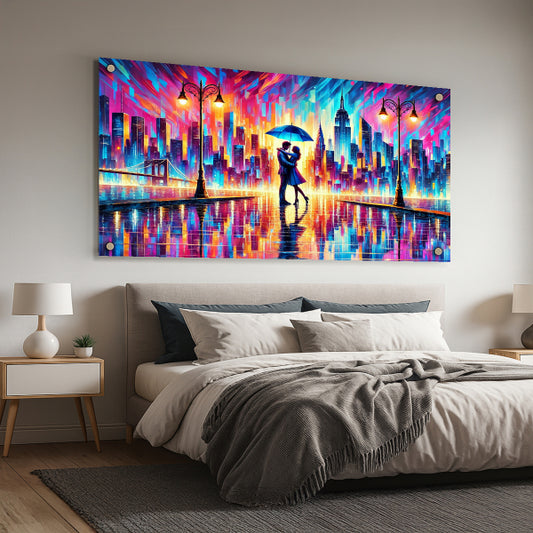 תמונת זכוכית זוג בעיר צבעונית