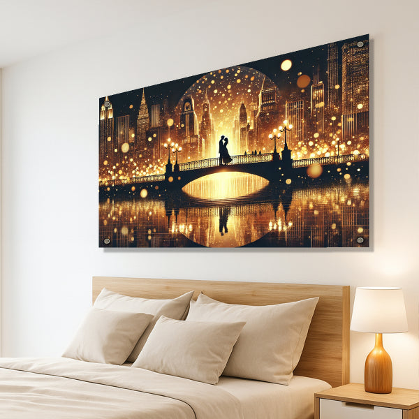 תמונת זוג על גשר מוזהב