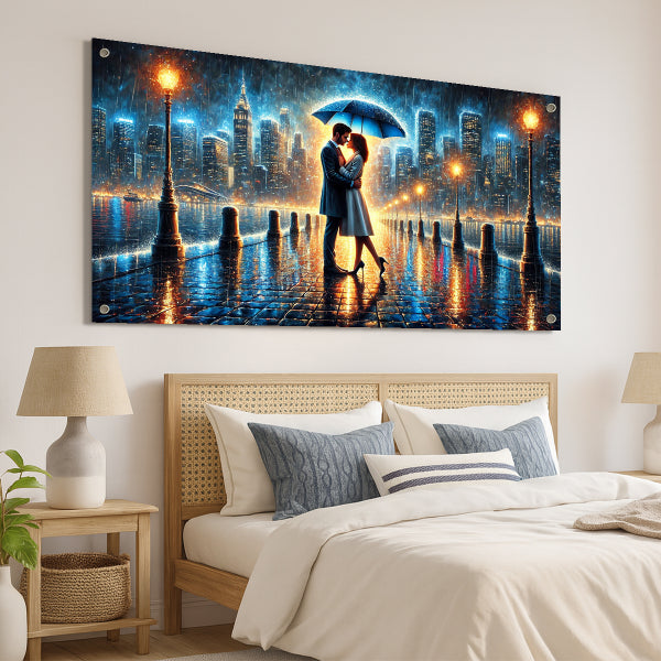 תמונת זכוכית זוג בגשם