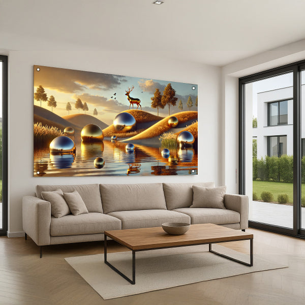 תמונות זכוכית אייל בעמק זהוב עם השתקפויות