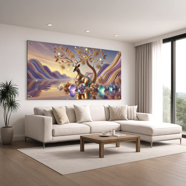 תמונות זכוכית אייל ועץ זהוב