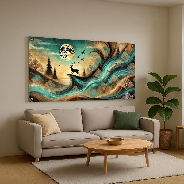 תמונות זכוכית אייל לאור ירח מעל נהר קסום