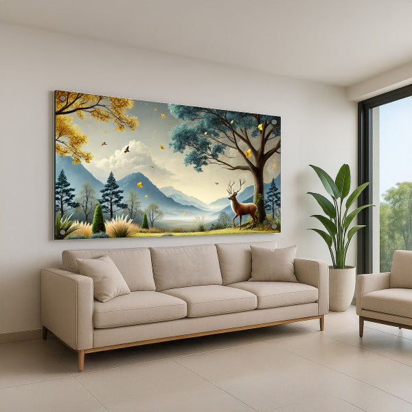 תמונות זכוכית אייל בטבע זהוב