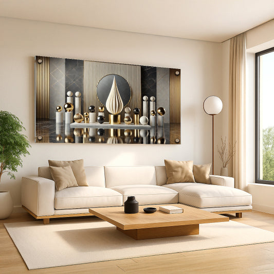 תמונת זכוכית זהב ושחור מלכותית