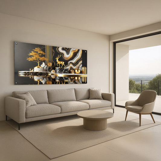 תמונות זכוכית אייל זהוב על רקע שחור