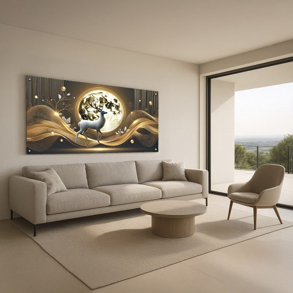 אייל מוזהב לאור ירח – תמונות זכוכית