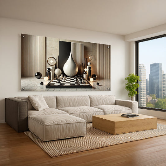 תמונת זכוכית טיפת זהב בעיצוב גיאומטרי מודרני