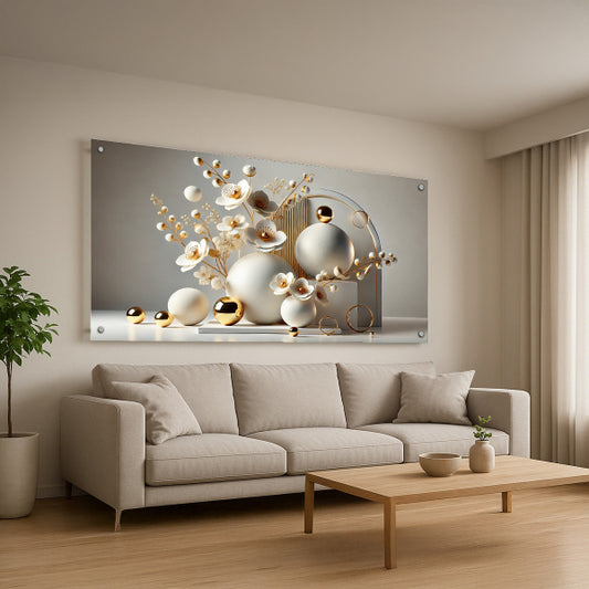 תמונת זכוכית כדורי פרחים זהב