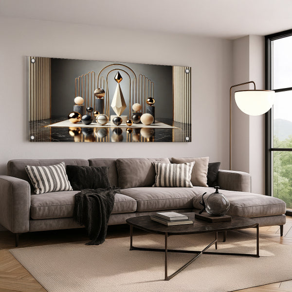 תמונת זכוכית מבנה זהב גאומטרי