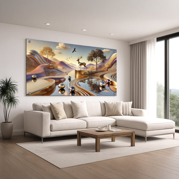 תמונות זכוכית נוף זהוב עם אייל