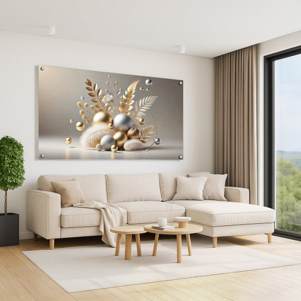 עלי זהב וכדורי פנינה – תמונות זכוכית