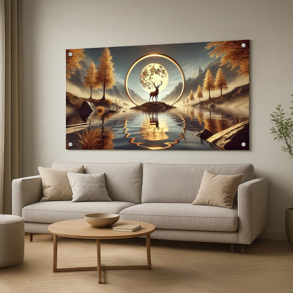 אייל מול ירח זהוב – תמונות זכוכית