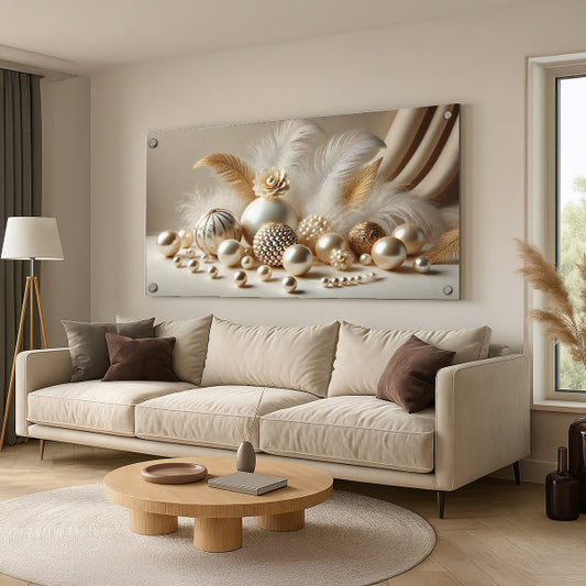 פנינים ונוצות זהב – תמונות זכוכית