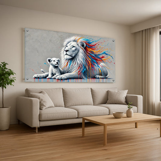 אריה וגור בצבעים מופשטים – תמונות זכוכית