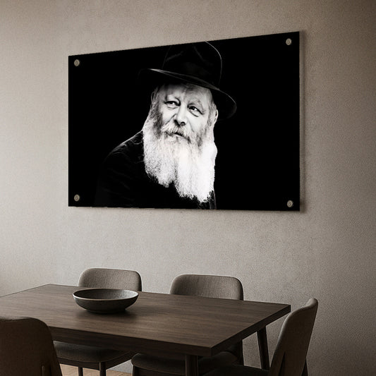 הרבי מחב״ד בשחור־לבן על רקע שחור – תמונות נוי