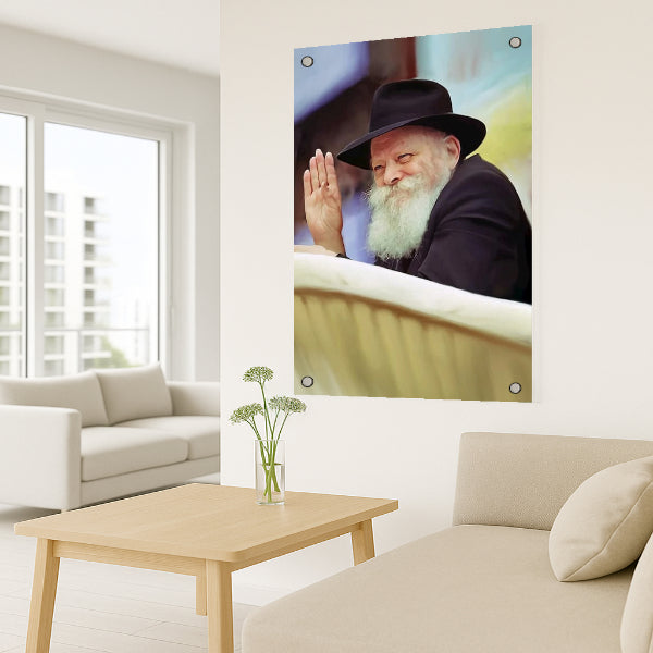 הרבי מחב״ד מברך בעיבוד צבעוני רך – תמונות לבית