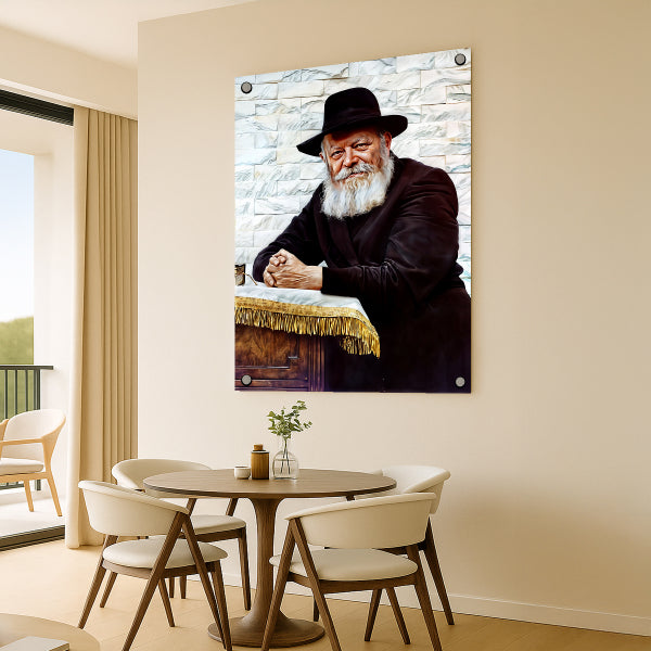 הרבי מחב״ד על רקע אבן בהירה – תמונות נוי