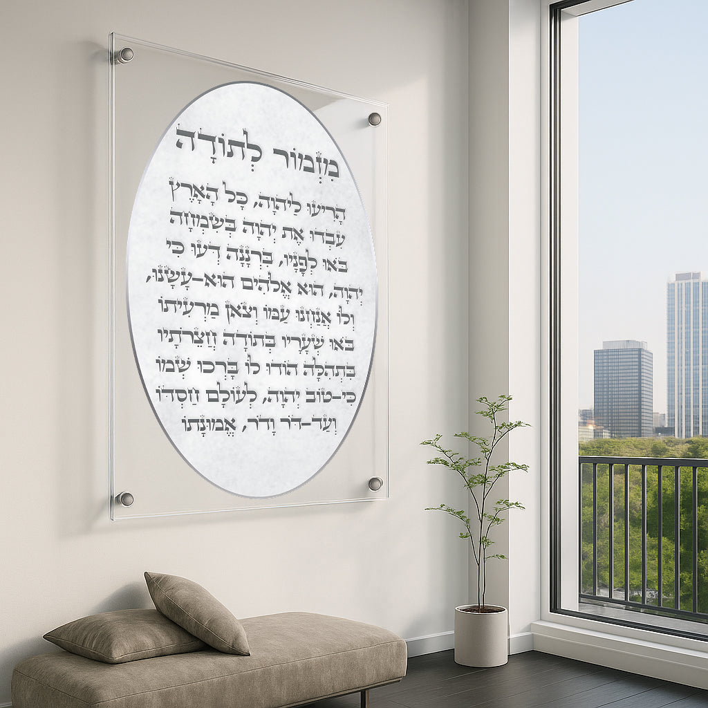 מזמור לתודה מודפס על תמונות זכוכית