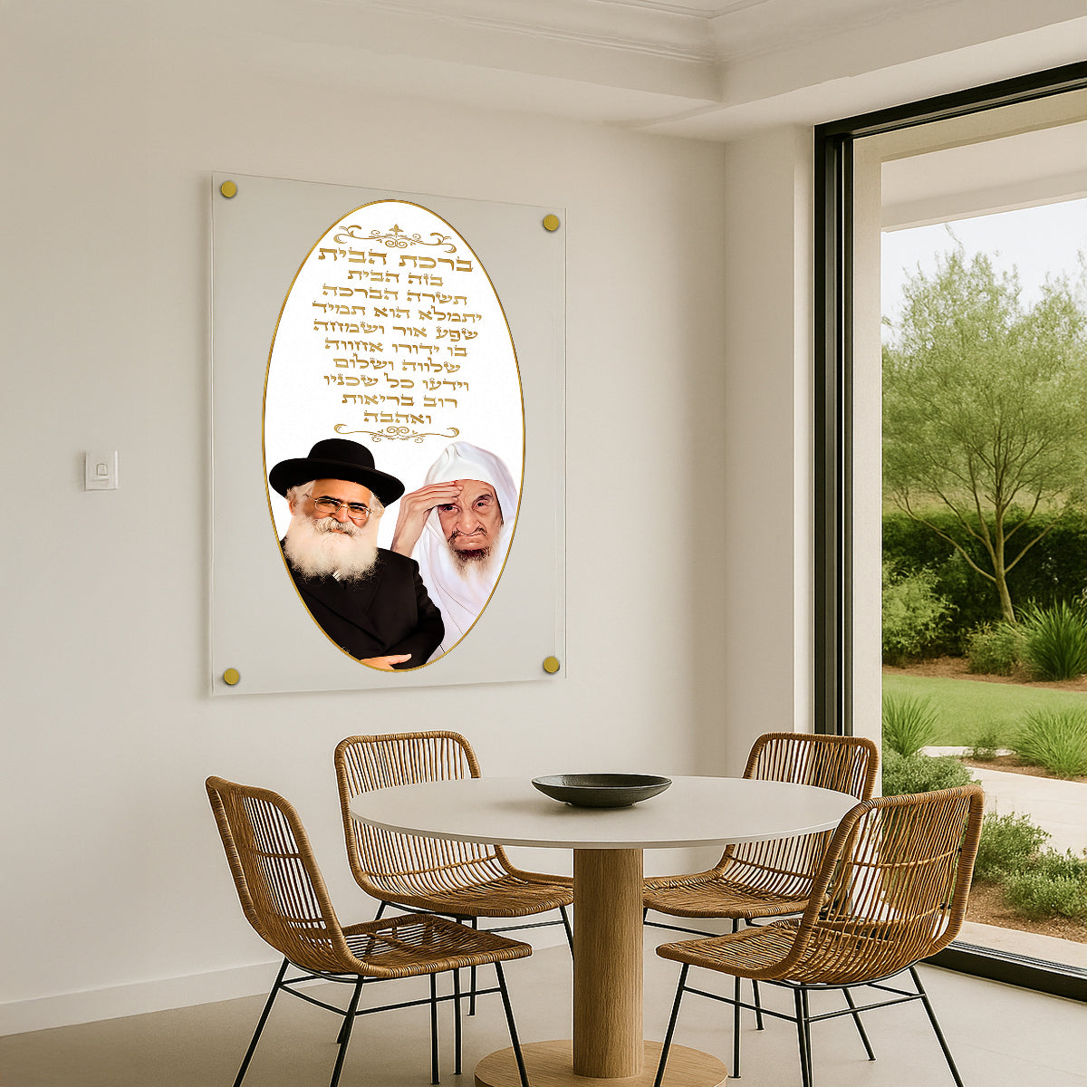 ברכת הבית זהב אובלי תמונות זכוכית