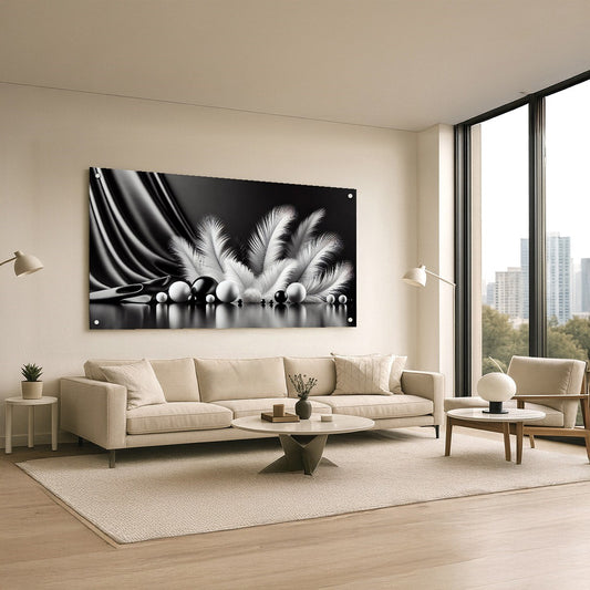 נוצות שחור-לבן מבריקות – תמונות נוי