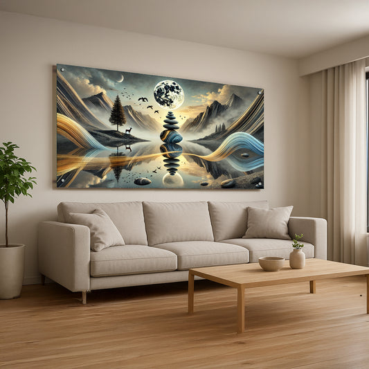 איזון טבע באגם בליל ירח – תמונות זכוכית