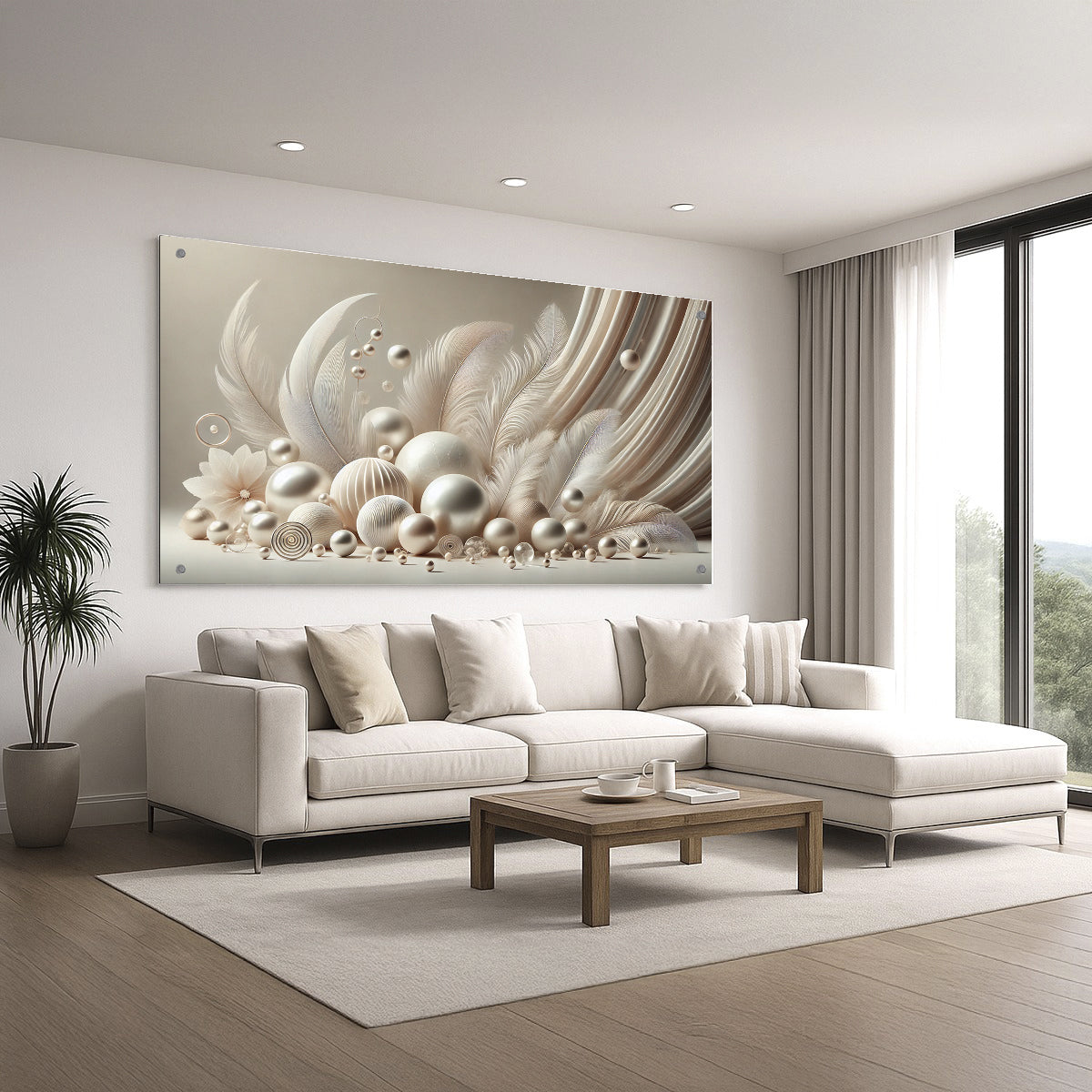 נוצות פנינה ופרלים – תמונות לסלון