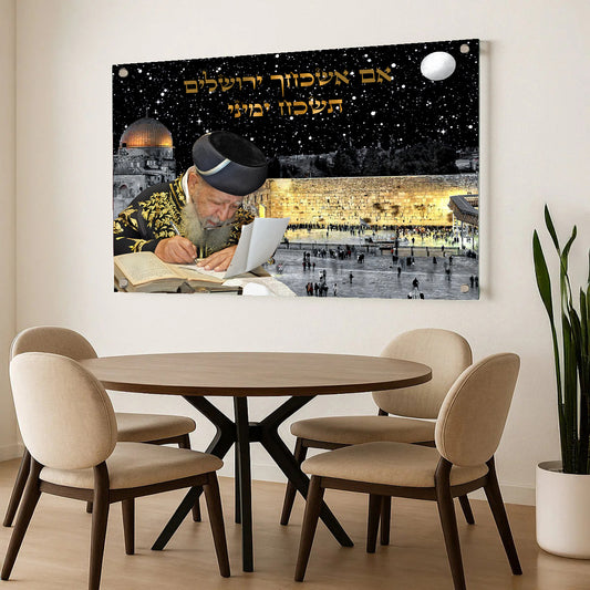 הרב עובדיה הכותב תורה מול הכותל – תמונות זכוכית