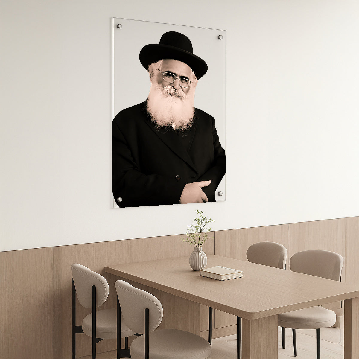 תמונת זכוכית הרב יורם אברג'ל – דיוקן רוחני באור רך
