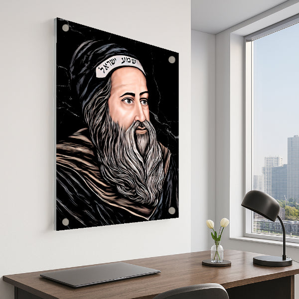 רבי שמעון בר יוחאי על רקע שיש שחור – יצירה קדושה