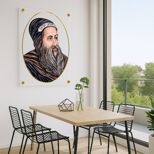 רבי שמעון בר יוחאי צבעוני במסגרת זהב – תמונת זכוכית קדושה