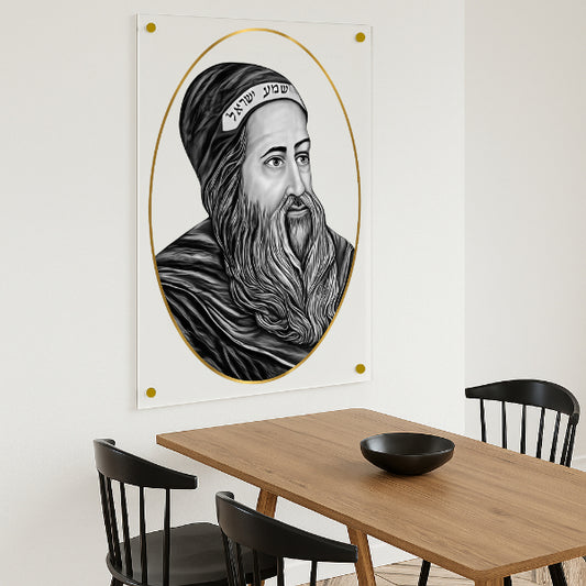 רבי שמעון בר יוחאי במסגרת זהב – תמונות זכוכית קדושות