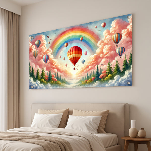 בלון אדום עם קשת בענן – תמונות זכוכית