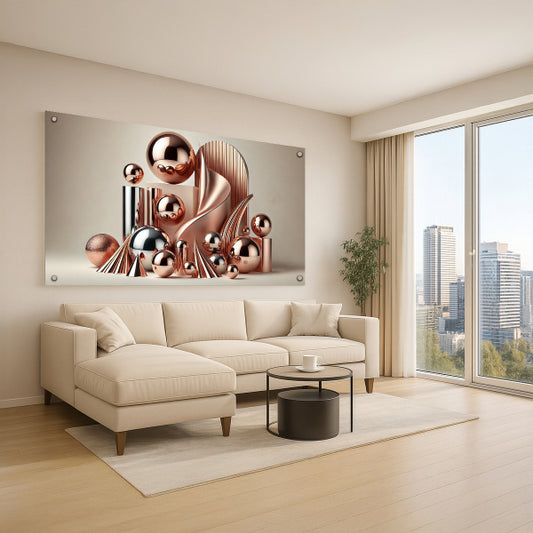 תמונת זכוכית רוז גולד מודרנית