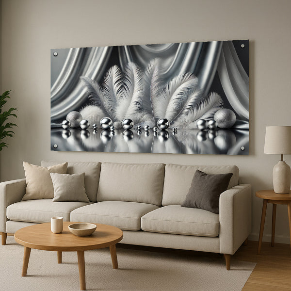 מניפת נוצות כסופות – תמונות לסלון