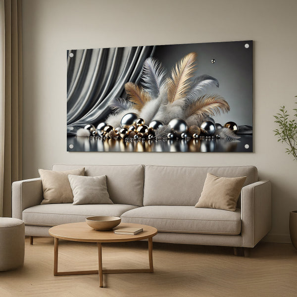 נוצות כסף וזהב – תמונות נוי