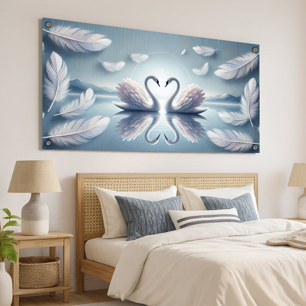 תמונת זכוכית ברבורים באור ירח