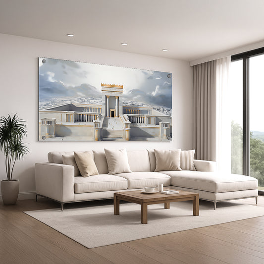 בית המקדש בלבן וזהב – תמונות זכוכית יוקרתיות