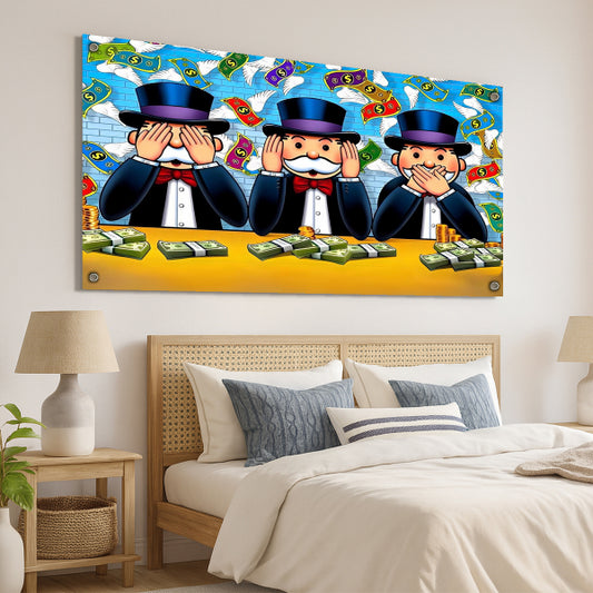 שלושת מונופול עם כסף – תמונות זכוכית