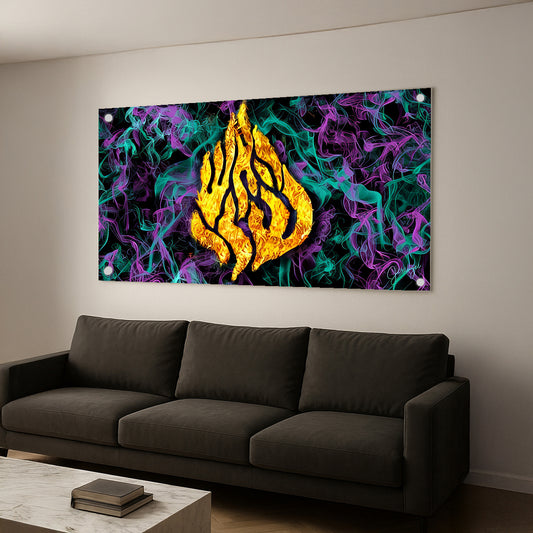 תיקון הכללי אש זהב וסגול – הדפסה על זכוכית