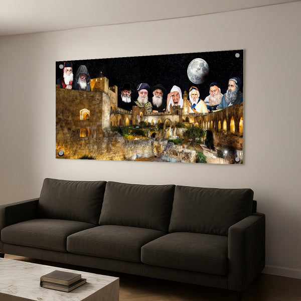 צדיקים מעל עיר דוד בלילה – תמונות זכוכית קדושות